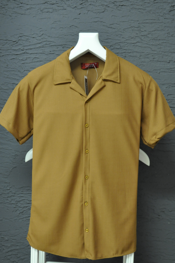 Slim Fit Erkek Kısa Kollu Çizgi Desenli Gömlek	