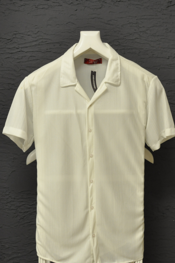 Slim Fit Erkek Kısa Kollu Çizgi Desenli Gömlek	